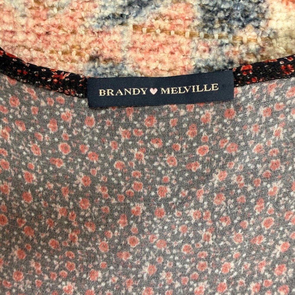 Brandy Melville Red Floral Milkmaid Mini Dress Short Sleeve Back Tie Italy Med. - Picture 5 of 9